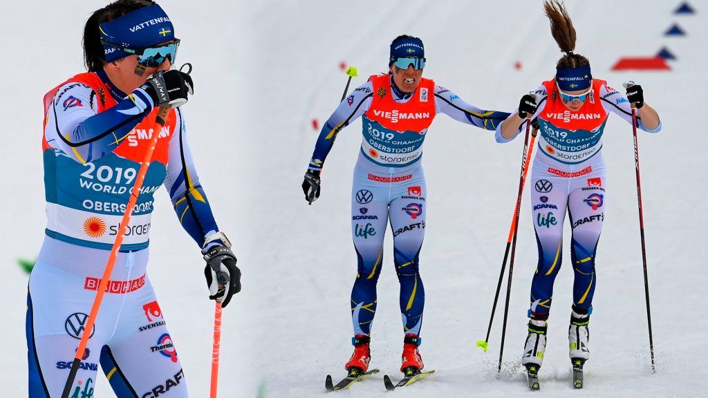 Charlotte Kalla och Jonna Sundling i skid-VM