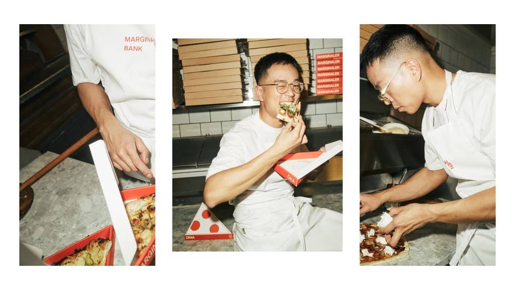 Jimmy Guo bakar och äter pizza