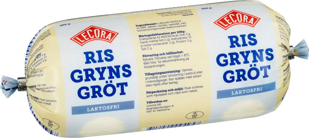 Förpackning med Lecora laktosfri risgrynsgröt