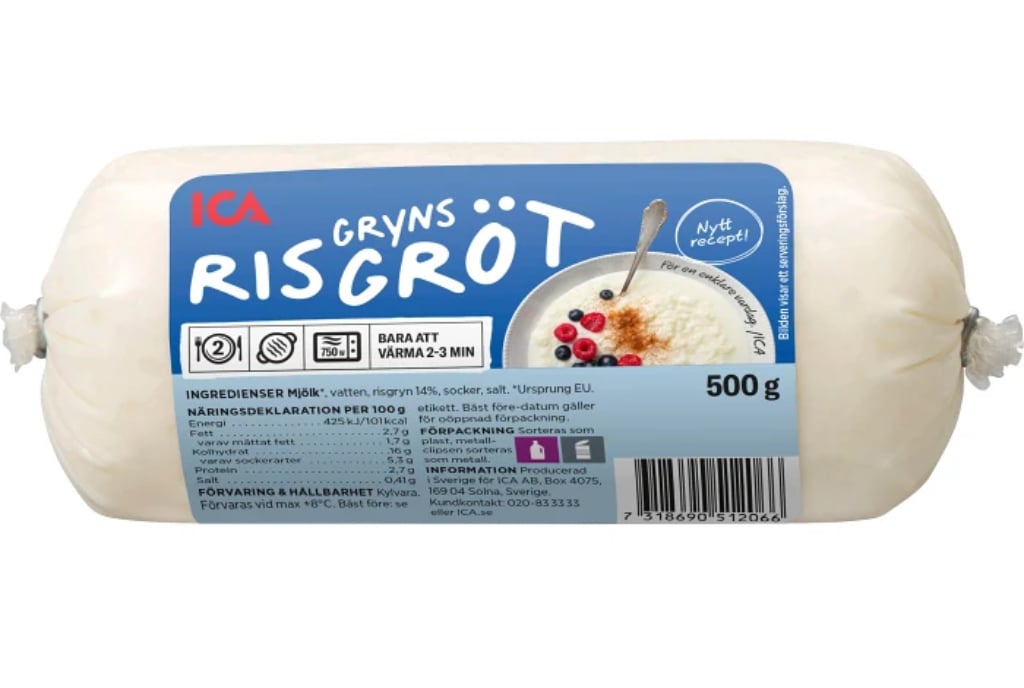 Förpackning med Ica risgrynsgröt