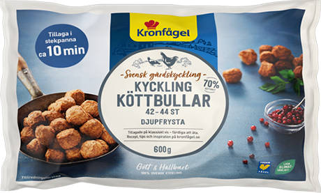 Förpackning med Kronfågels kycklingköttbullar.