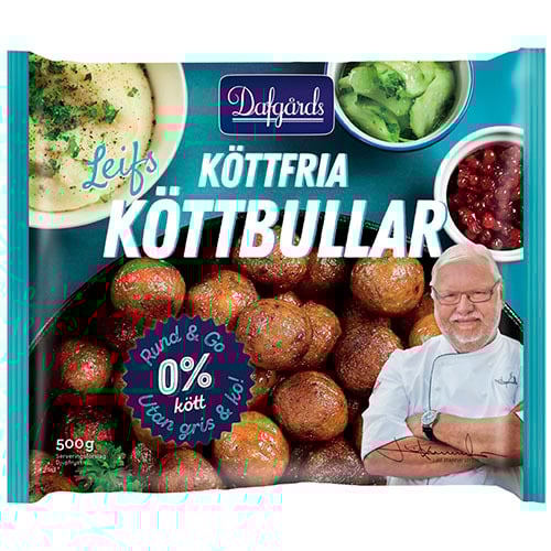 Förpackning med Dafgårds Köttfria köttbullar.
