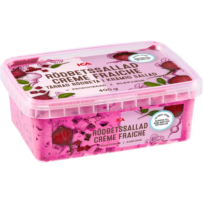 Burk med rödbetssallad creme fraiche från Ica