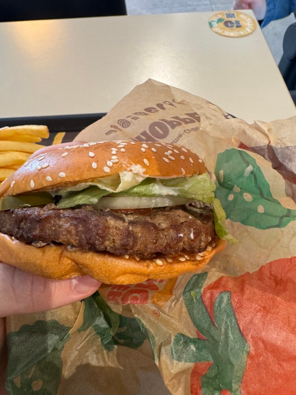 en platt burgare från burger king