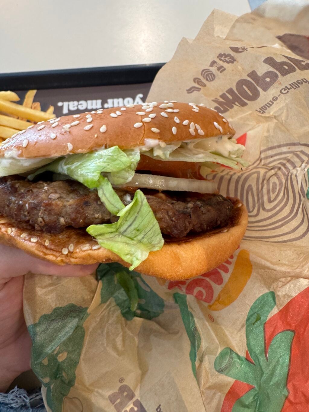 en platt burgare från burger king
