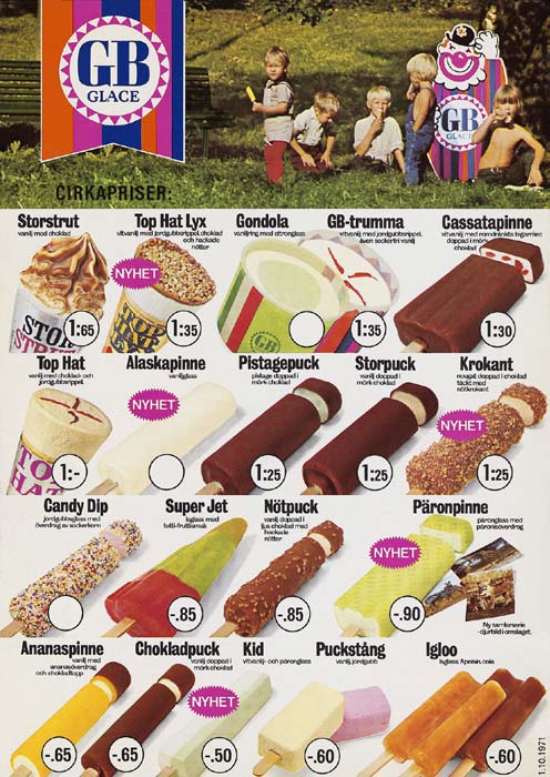 Affisch från GB Glace från 1971