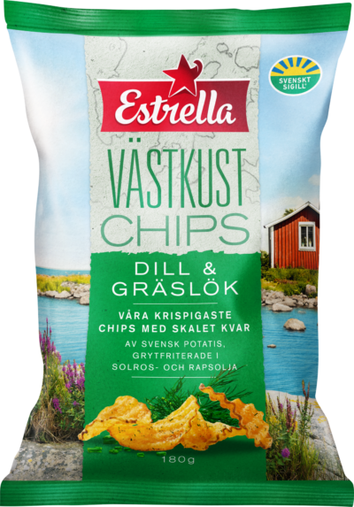 Chipspåse från Estrella med smak av dill & gräslök