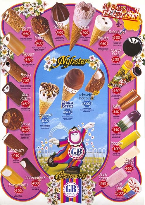 Affisch från GB Glace från 1989