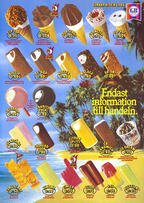 Affisch från GB Glace från 1984