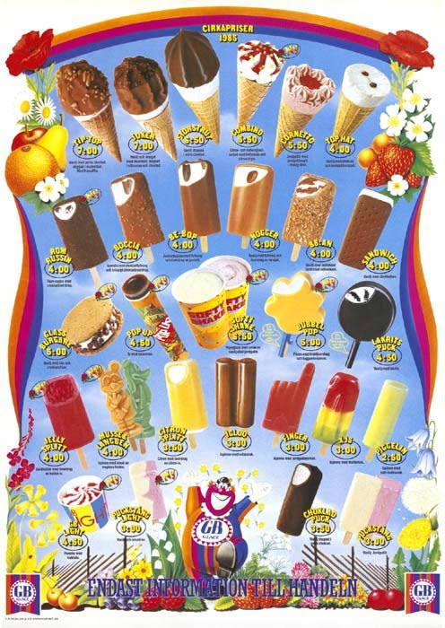 Affisch från GB Glace från 1985