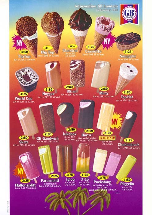 Affisch från GB Glace från 1981