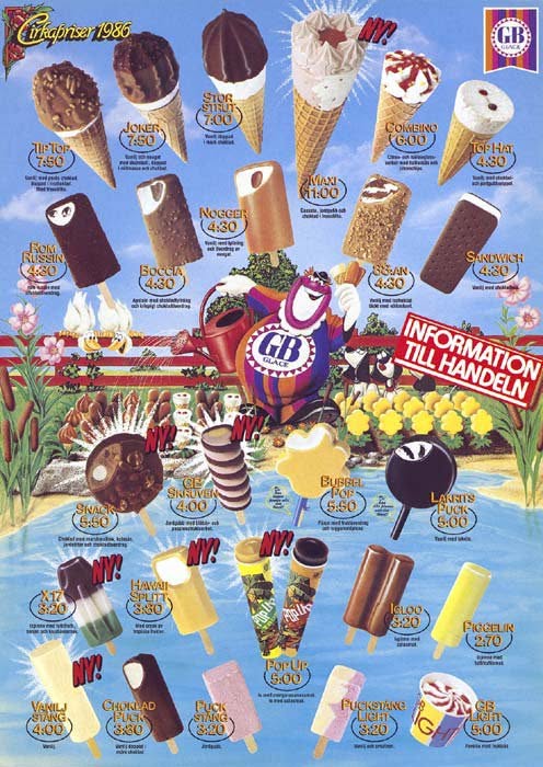 Affisch från GB Glace från 1986