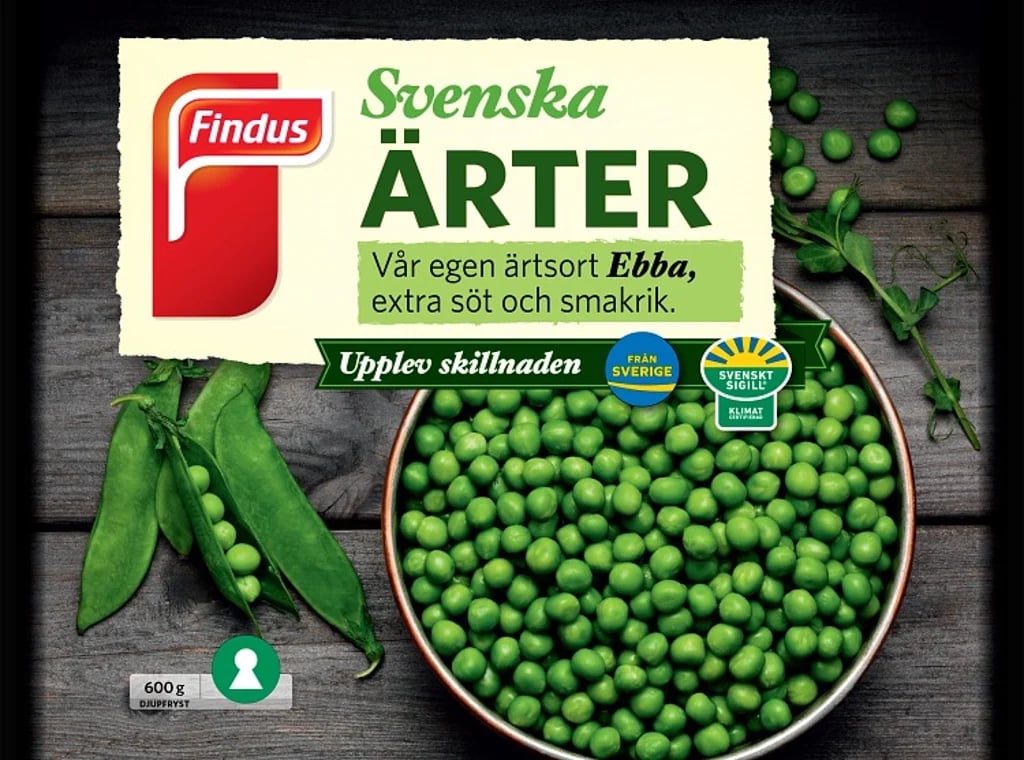 Frysta ärtor från Findus