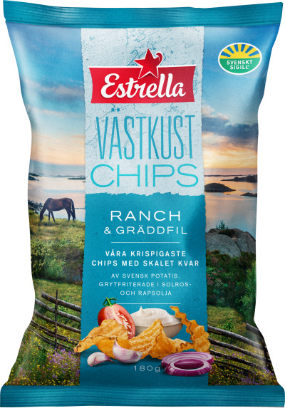 Chipspåse från Estrella med smak av ranch och gräddfil