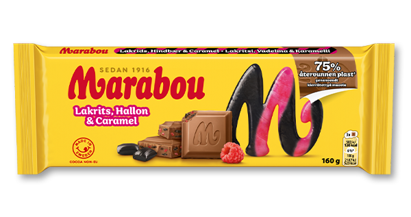 Marabouchoklad med smak av Lakrits, Hallon & Caramel