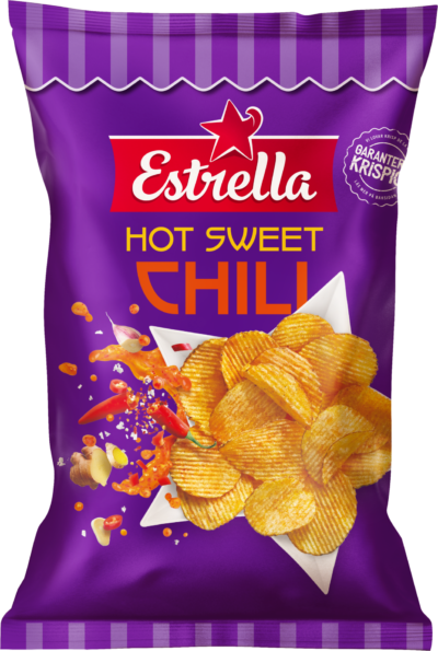 Påse med chips från Estrella med smak av Hot Sweet Chili