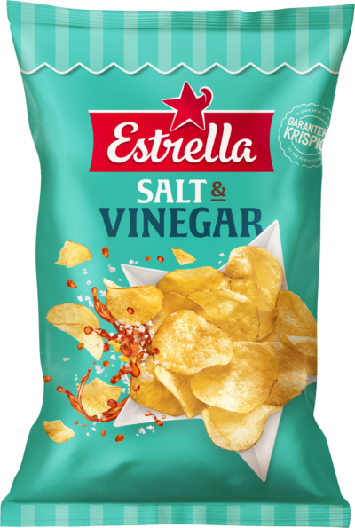 Påse med Salt & Vinegar-chips från Estrella