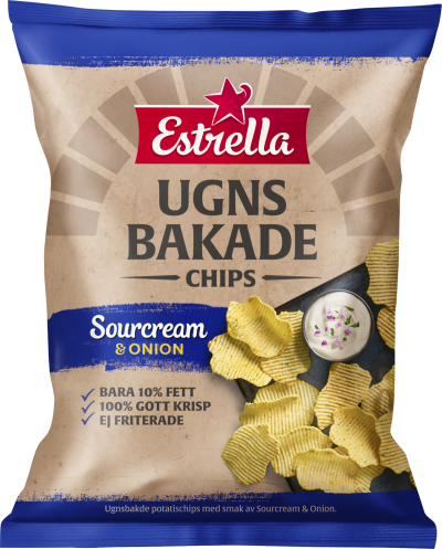 Påse med ugnsbakade chips från Estrella