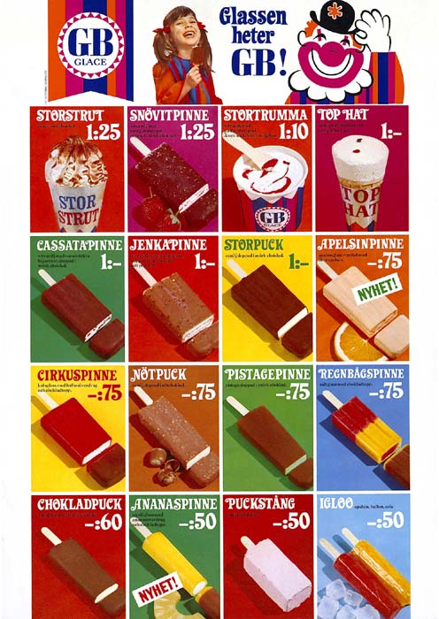 Affisch från GB Glace från 1968