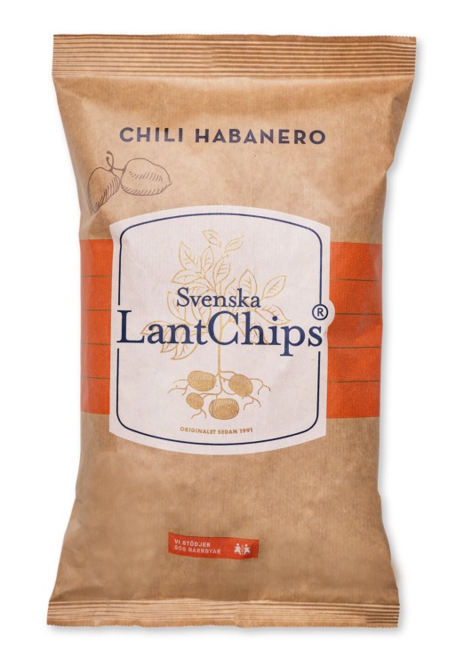 En påse Lantchips med smaken Chili Habanero