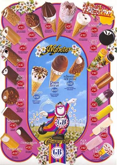 Affisch från GB Glace från 1987
