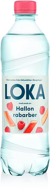 Flaska med Loka Hallon Rabarber