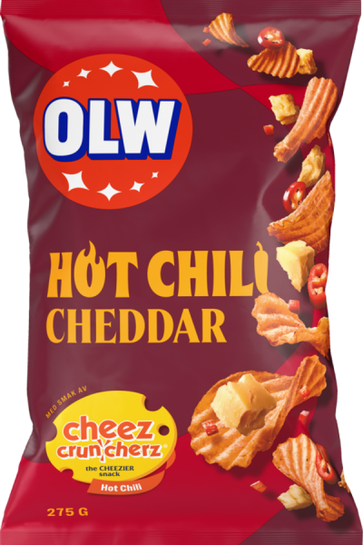 Chipspåse med Hot Chili Cheddar-smak