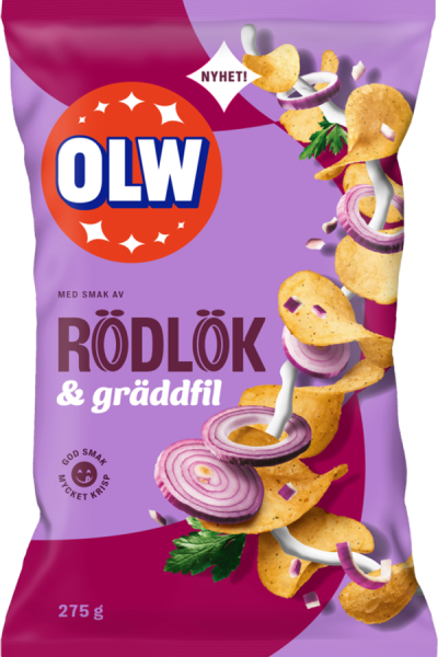 Chipspåse med Rödlök & gräddfil-smak