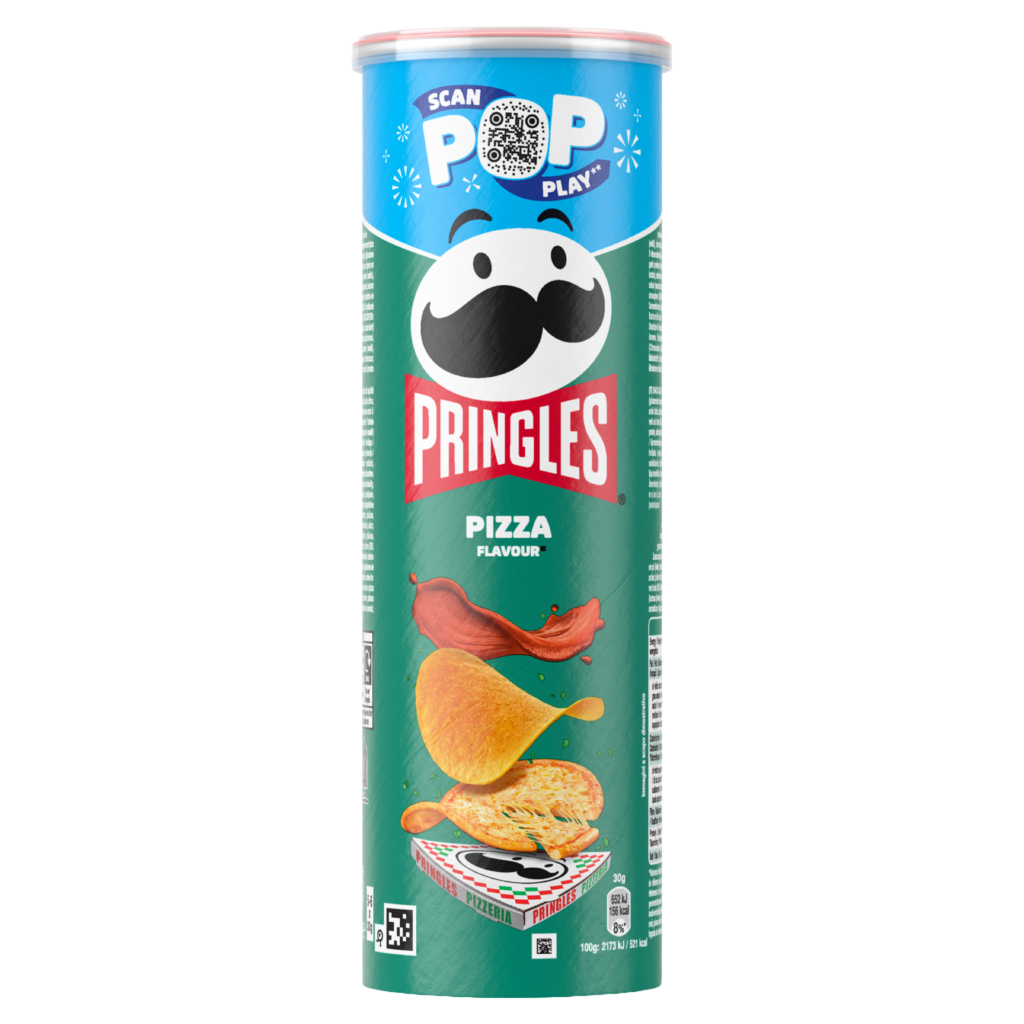 Förpackning med Pringleschips med smaken Pizza