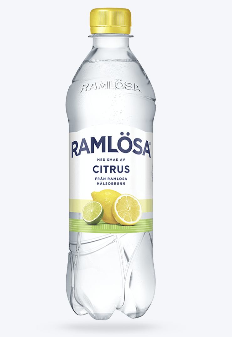 En flaska Ramlösa med smaken citrus