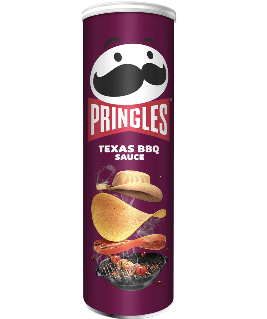 Förpackning med Pringleschips med smaken Texas BBQ Sauce
