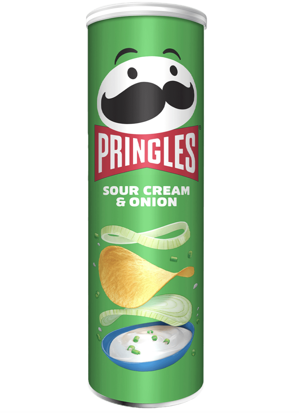 Förpackning med Pringleschips med smaken Sourcream & Onion