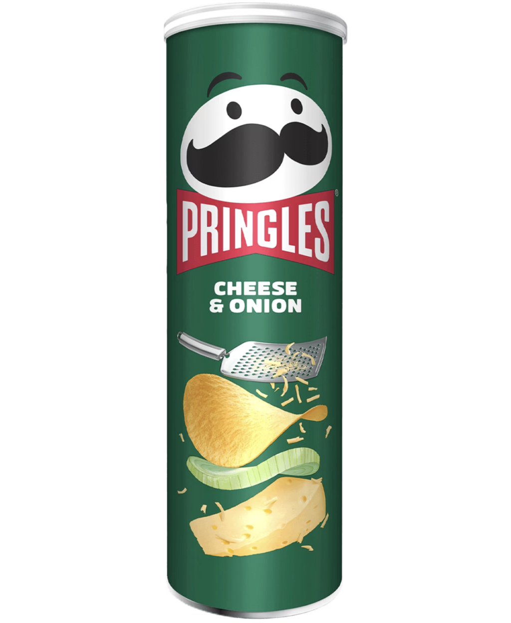 Förpackning med Pringleschips med smaken Cheese & Onion