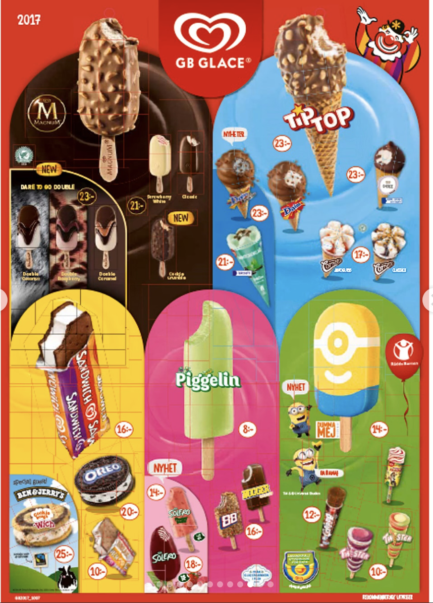 Glasskarta från GB Glace från 2017