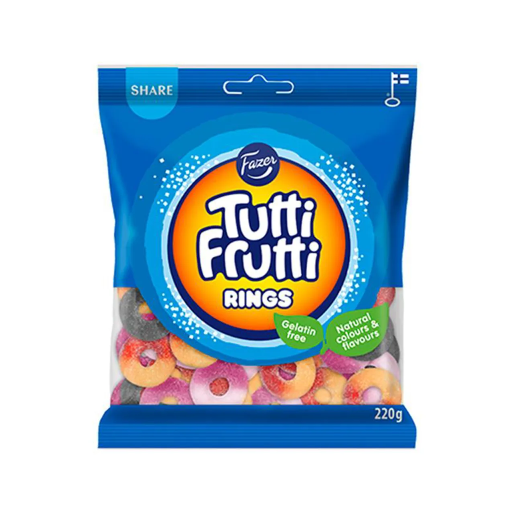 En påse med Tutti Frutti Rings