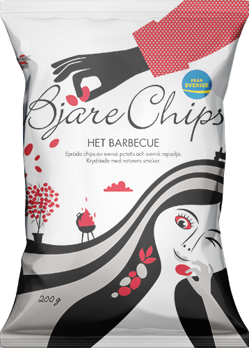 Påse med chips från Bjäre med smak av het barbecue