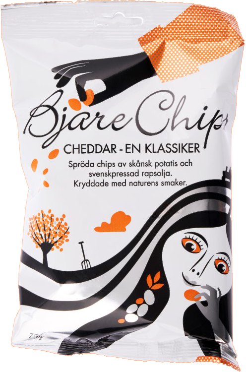 Påse med chips från Bjäre med smak av cheddar
