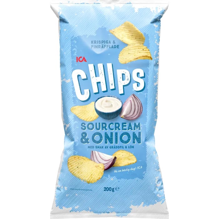 Påse med sourcream & onion-chips från Ica