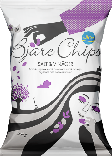 Påse med chips från Bjäre med smak av salt och vinäger