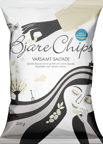 Påse med saltade chips från Bjäre