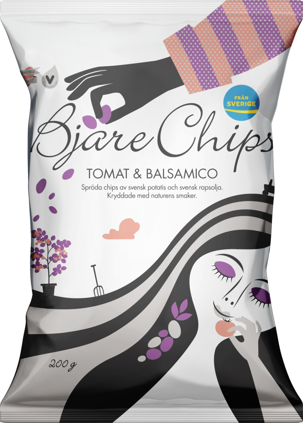 Påse med chips från Bjäre med smak av tomat och balsamico