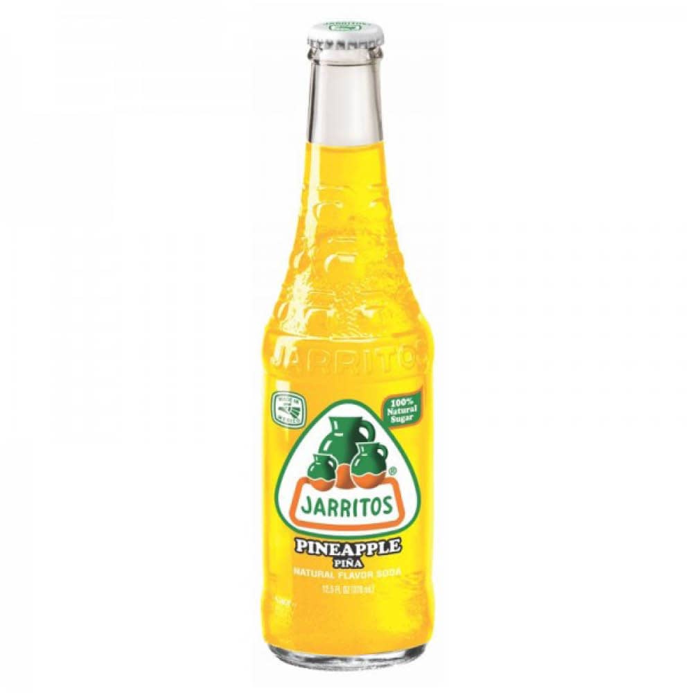Glasflaska med Pineapple-läsk från Jarritos