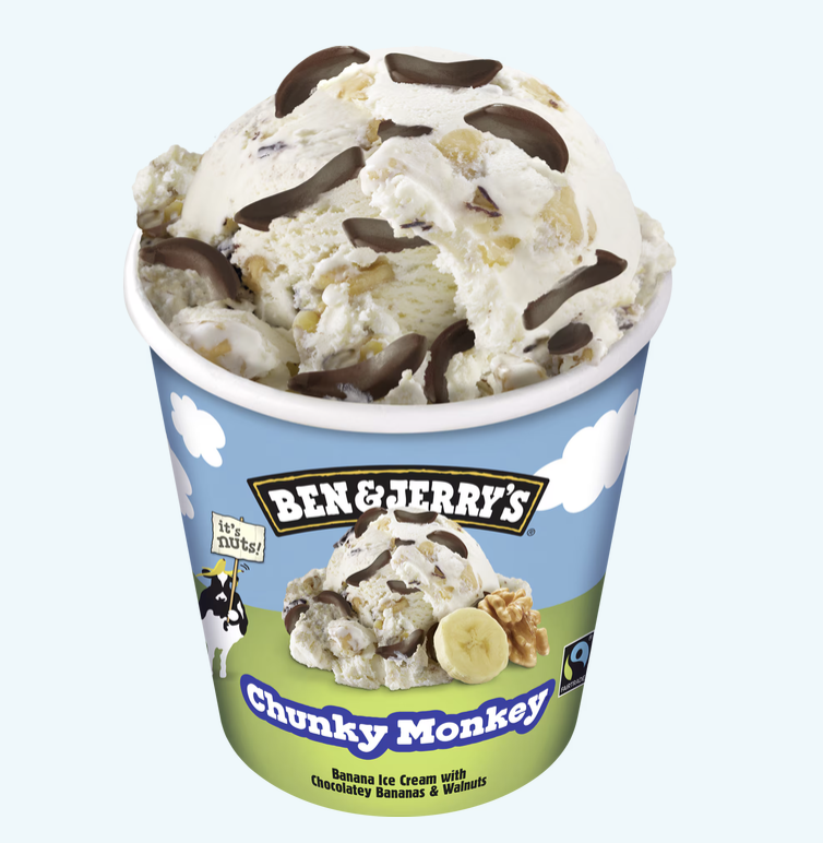 Glass från Ben & Jerry's med smaken Chunky Monkey