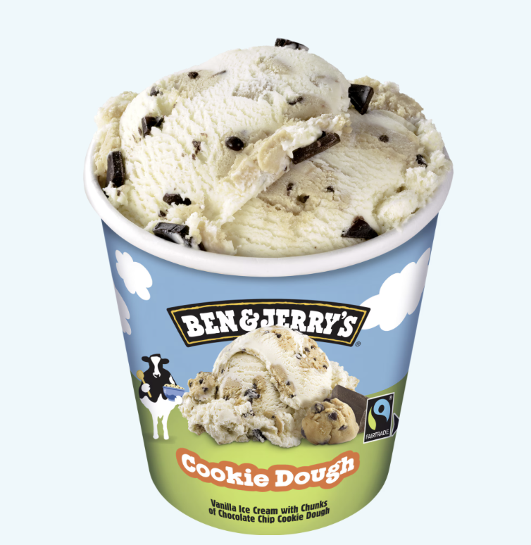Glass från Ben & Jerry's med smaken Cookie Dough