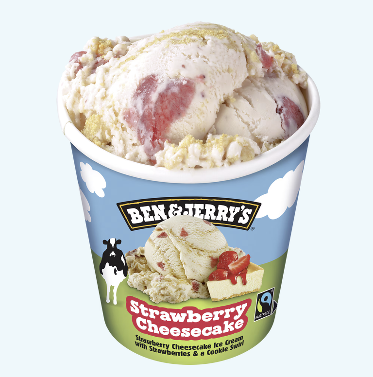 Glass från Ben & Jerry's med smaken Strawberry Cheesecake