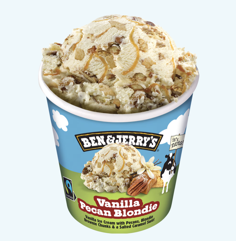 Glass från Ben & Jerry's med smaken Vanilla Pecan Blondie